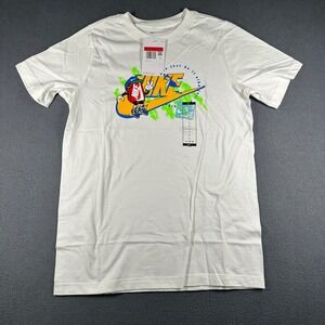 Nike Sportswear Tee Kids L White Graphic Tee Boxy Futura Just Do It Cartoon